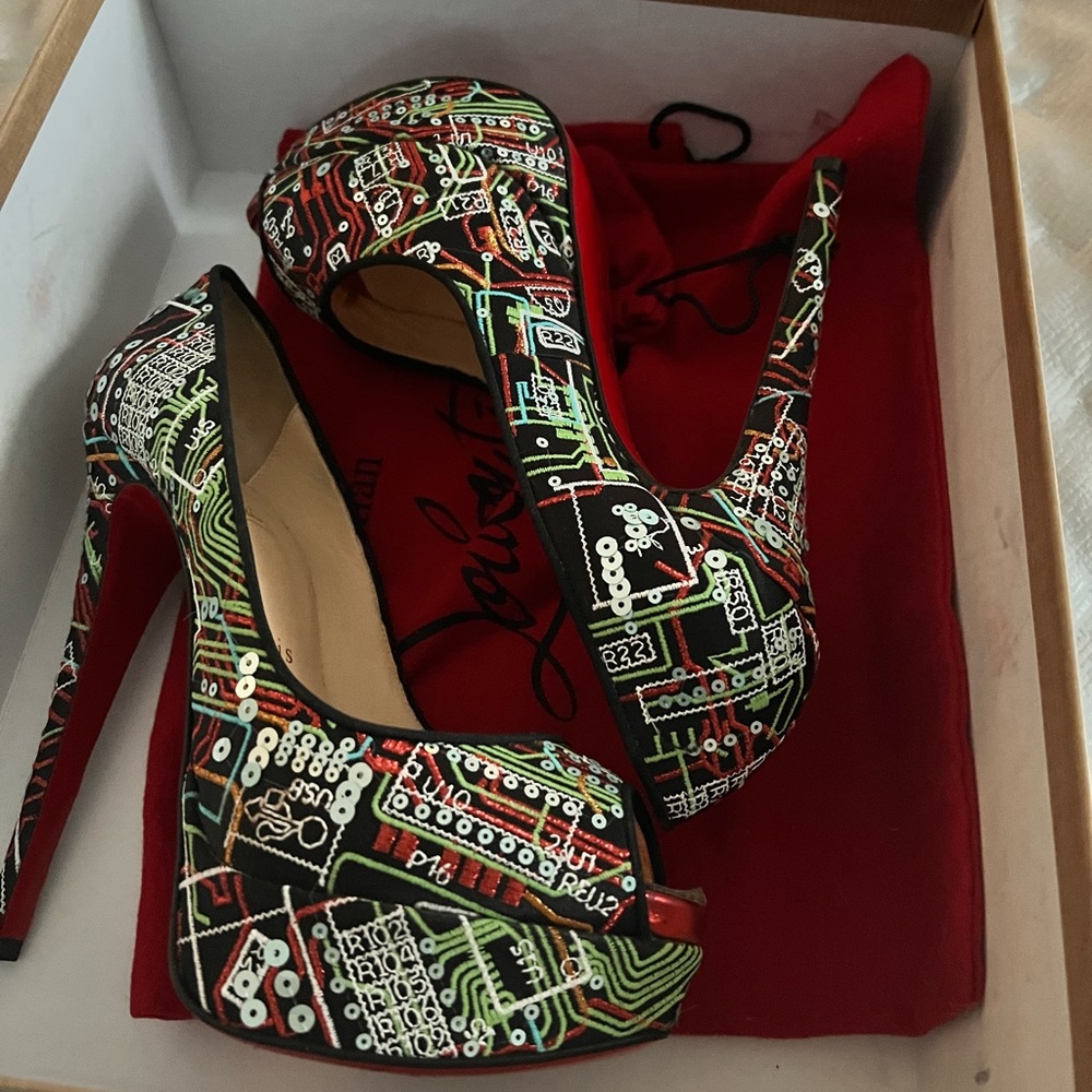 Christian Louboutin Lady Peep Geek 150mm Pumps.